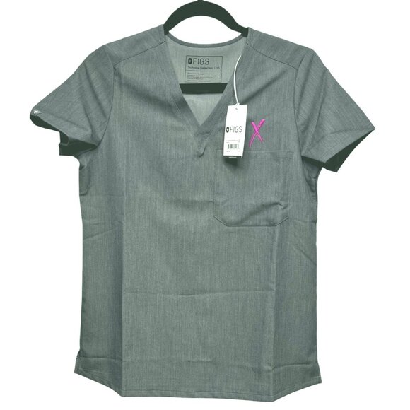 NEW Figs Technical Collection Catarina One Pocket Scrub Top Size XS Gray LOGO - Picture 1 of 10